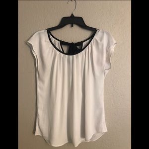 Lauren Conrad White Pleat Neck Blouse